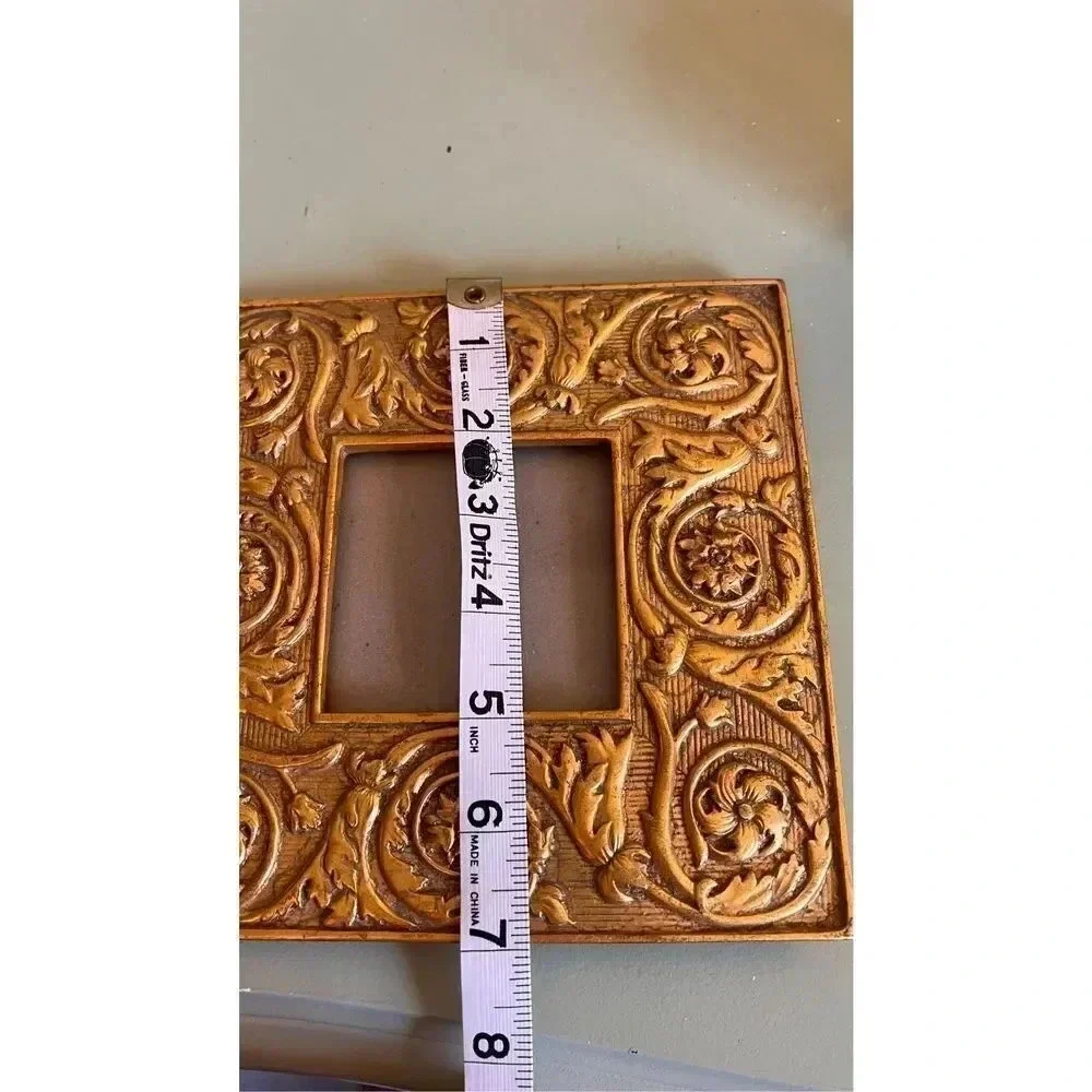 Vintage Heavy Ceramic Photo Picture Frame Floral Design‎ 7x3 Decor